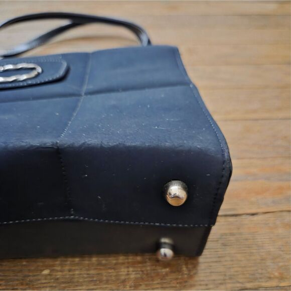 Vintage Naturalizer Navy Structured Handbag — Simulated Leather — 9.5” x 6.5” - Picture 3 of 11